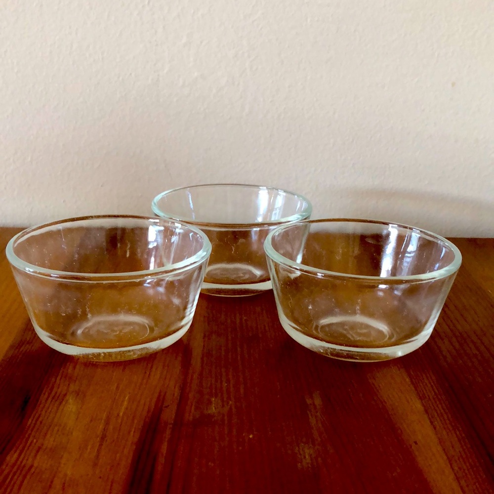 FireKing Clear Glass Ramekins x 3 set